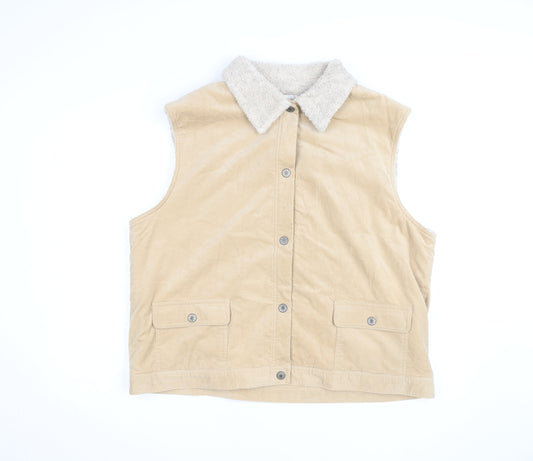 Bonmarché Men's Beige XL Corduroy Sherpa Lined Waistcoat