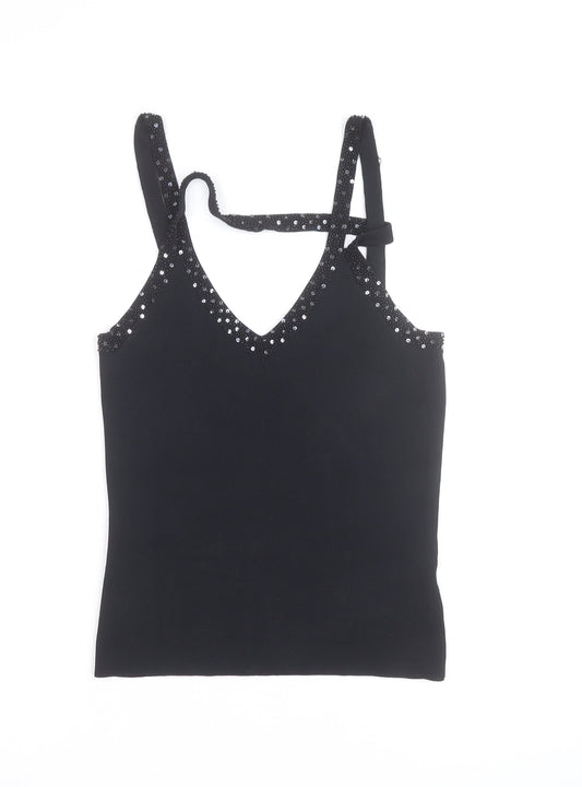 Wallis Women's Black Sequin Camisole Tank Top Size 12