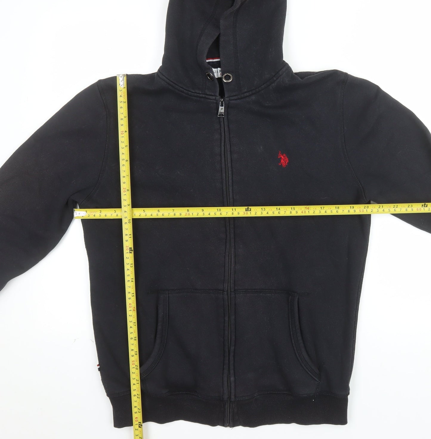 U.S. Polo Assn. Men's Black Full Zip Hoodie Size S Logo Fleece