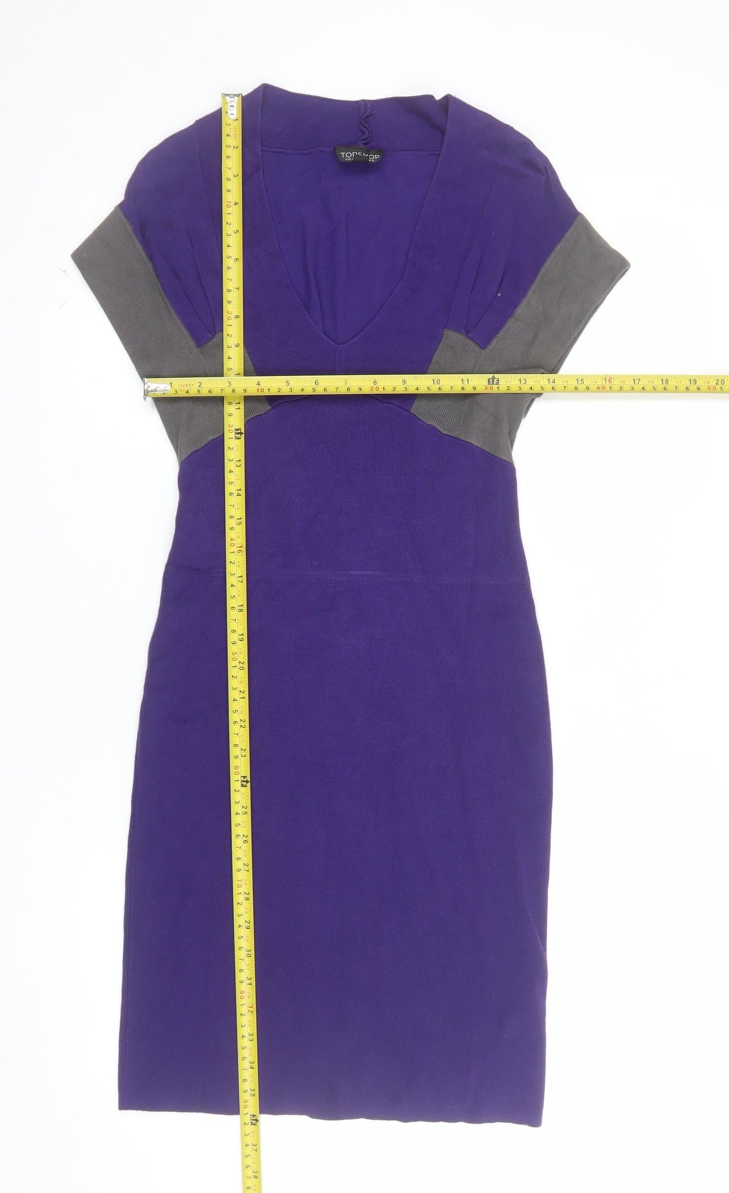 Topshop Women's Purple Bodycon Knee Length Dress Size 8