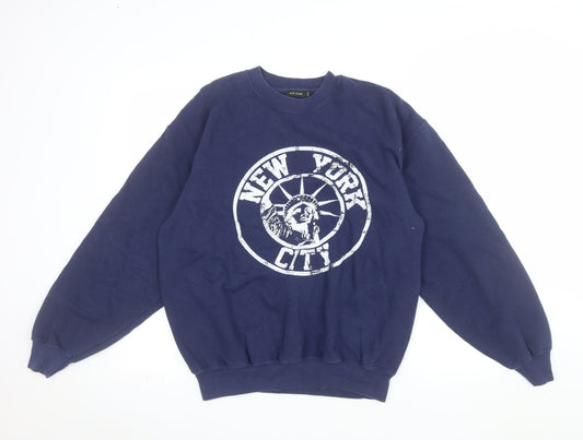 River Island Men's Blue New York City Graphic Pullover Sweatshirt Size S