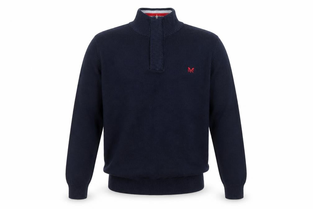 Crew Clothing Men's Blue Half Zip Cotton Jumper M