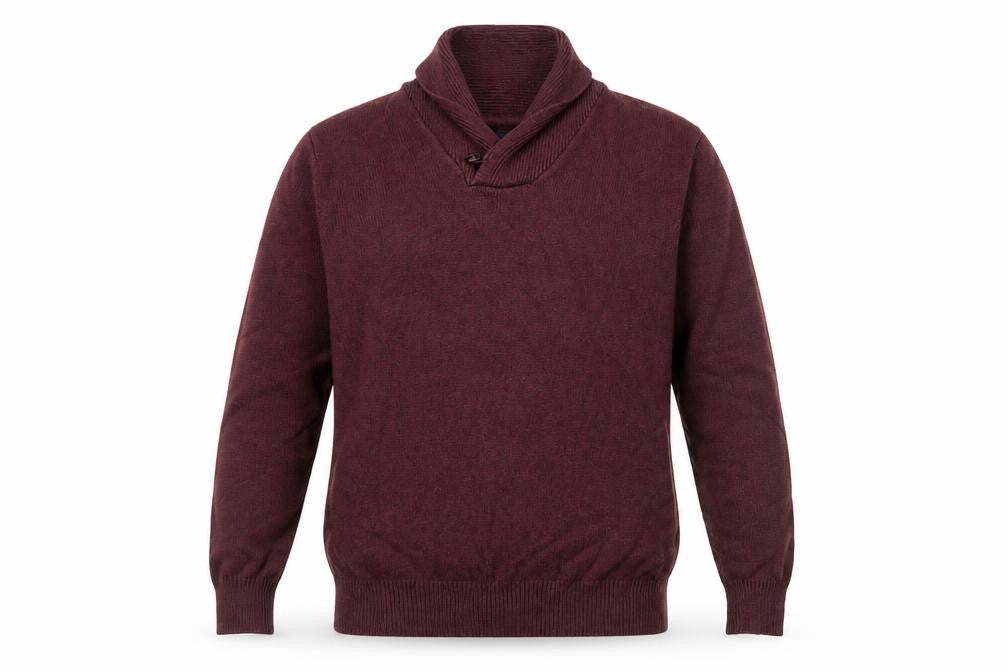 Marks & Spencer Blue Harbour Men Brown XL Cotton Shawl Collar Jumper