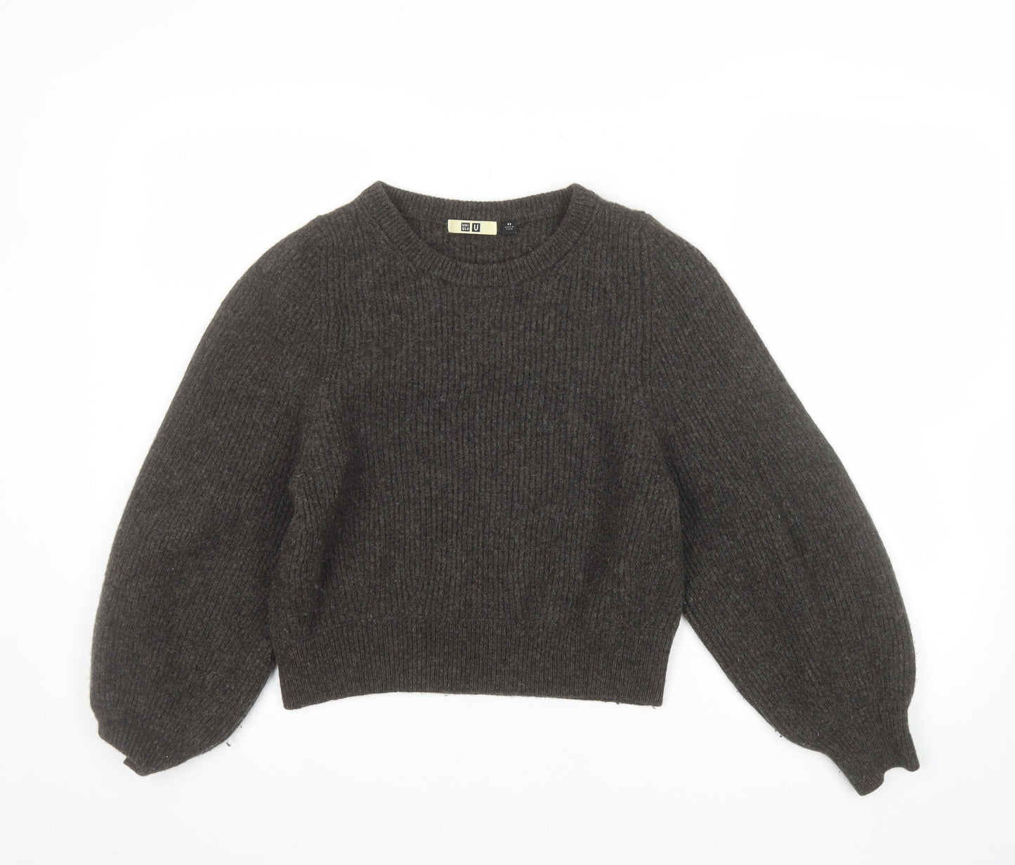 Uniqlo Women Brown Wool Chunky-Knit Crew Neck Jumper XS