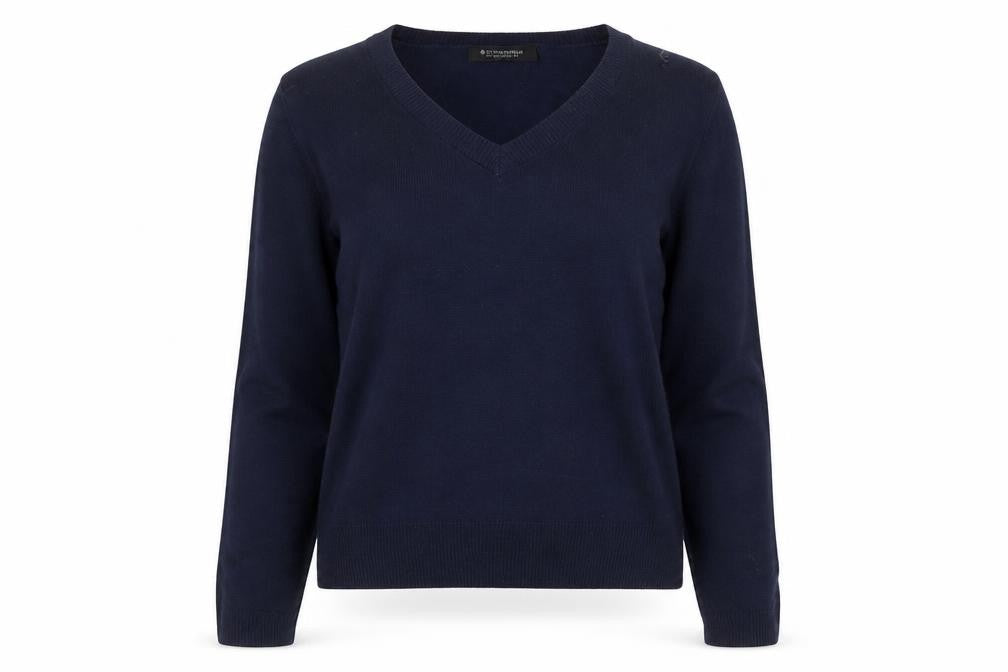Stradivarius Women's Blue V-Neck Knit Jumper Size 12