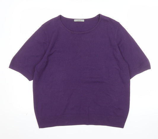 Marks and Spencer Women's Purple Crew Neck Short Sleeve Jumper Size 18