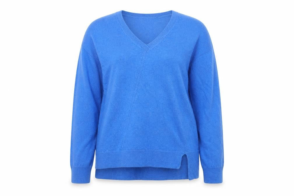 Capture Women’s Blue Lambswool V-Neck Pullover Jumper Size L
