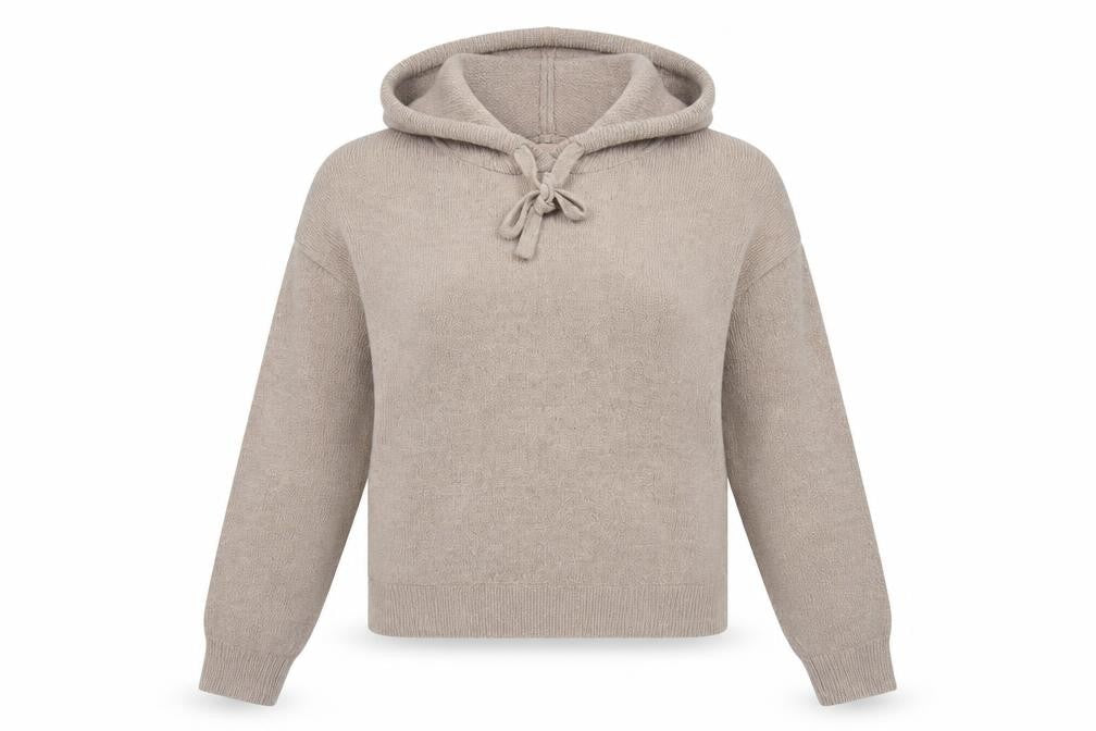 H&M Women Beige Hooded Pullover Knit Jumper Size 12