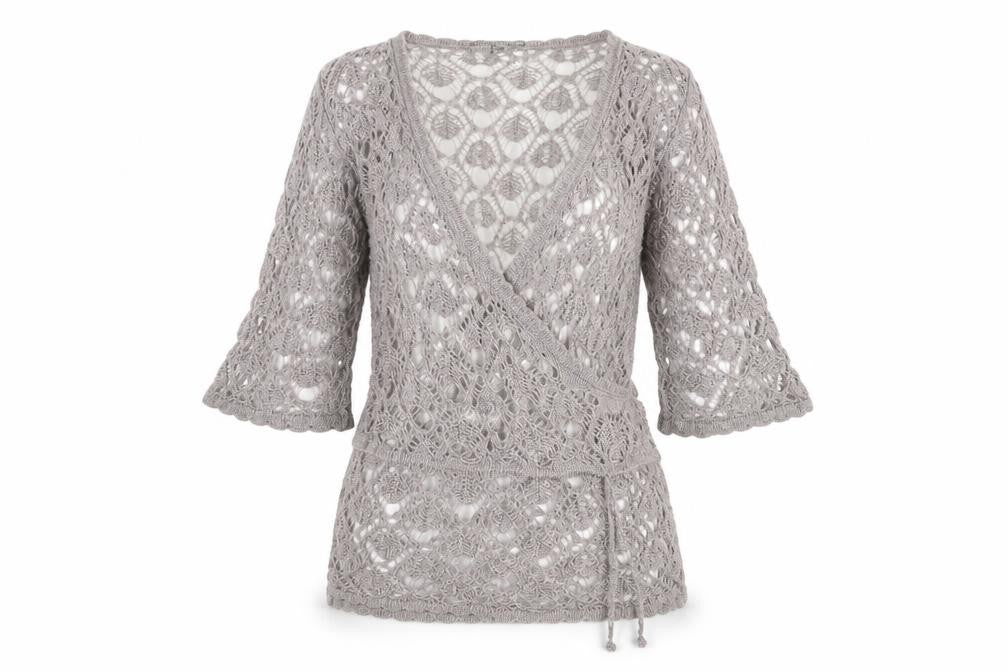 Marks & Spencer Women’s Grey Open-Knit Wrap Jumper M