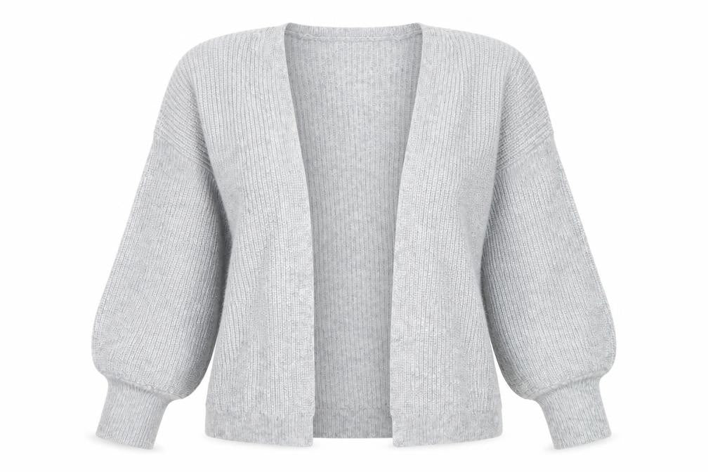 Front view of ASOS Design Curve Grey Knit Open Cardigan Women's UK 20 Long Sleeve
