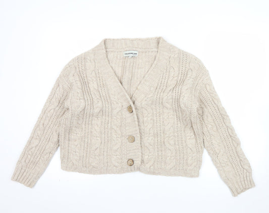 Collezione Gaia Womens Beige Wool Blend Chunky Knit Cardigan S