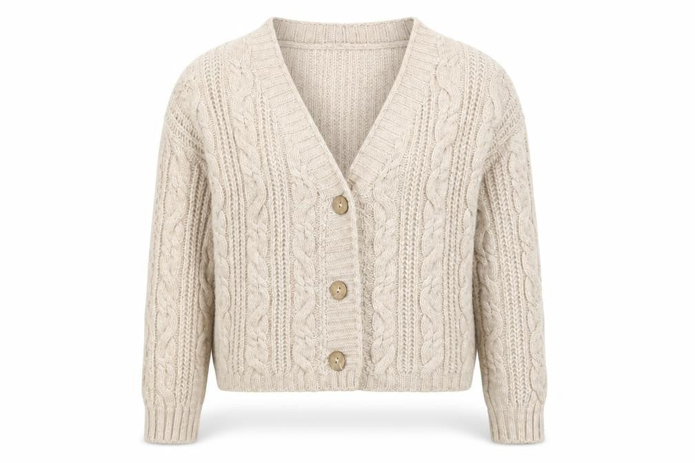 Collezione Gaia Womens Beige Wool Blend Chunky Knit Cardigan S