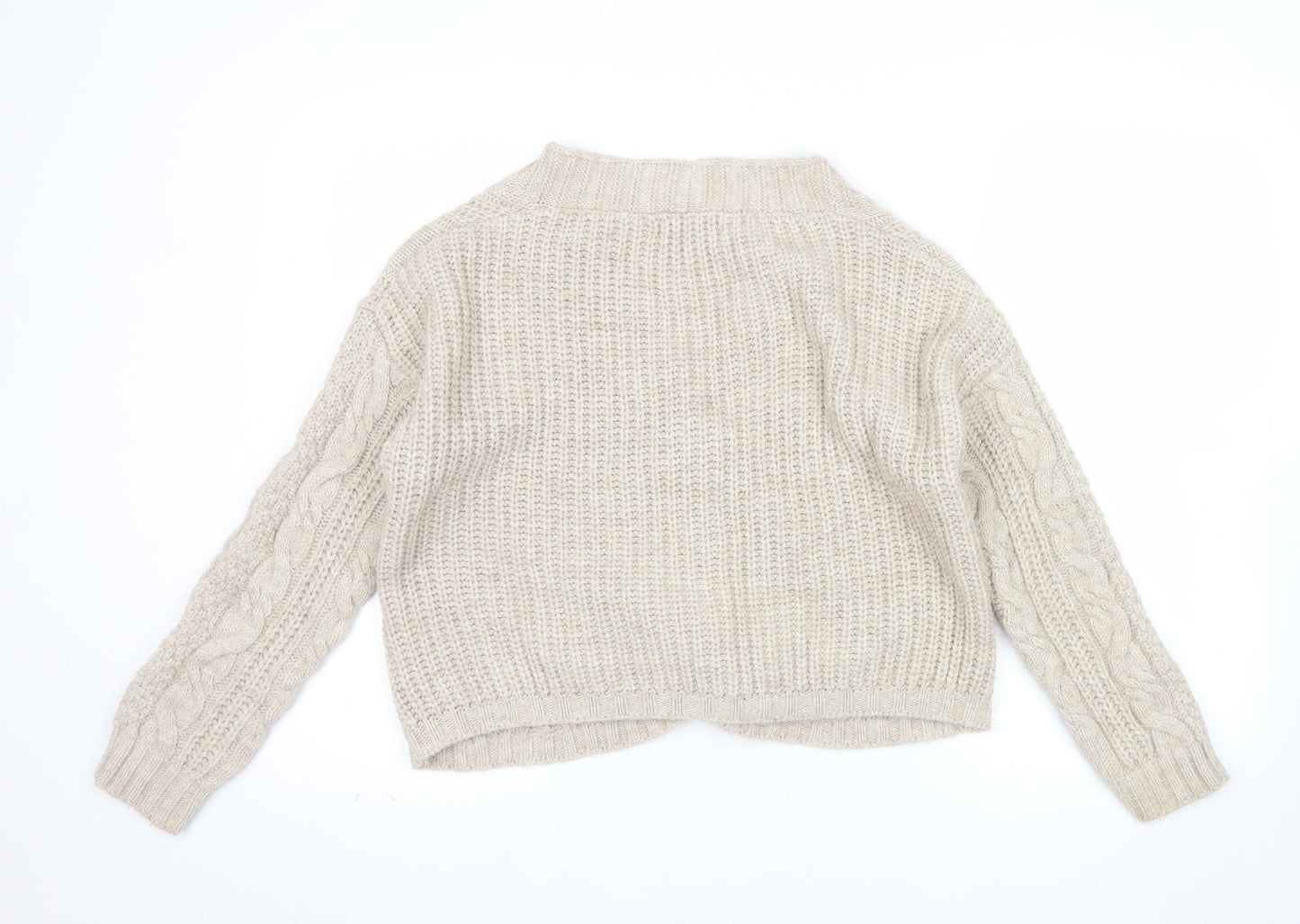 Collezione Gaia Womens Beige Wool Blend Chunky Knit Cardigan S