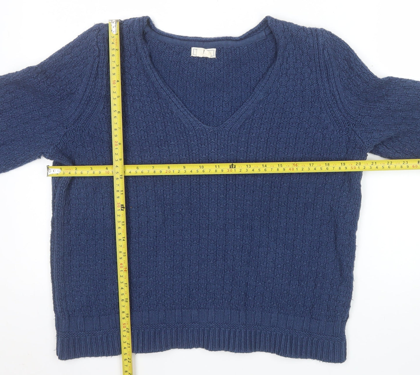 Fat Face Women's Blue V-Neck Long Sleeve Knit Jumper Size 12