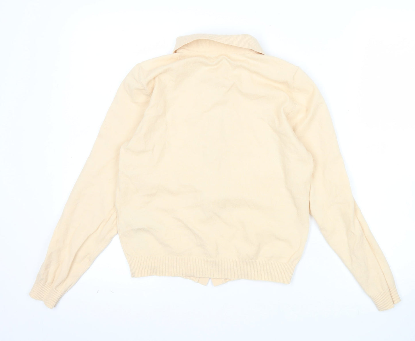 Zara Women Beige Collared Button Cardigan Wool Blend S
