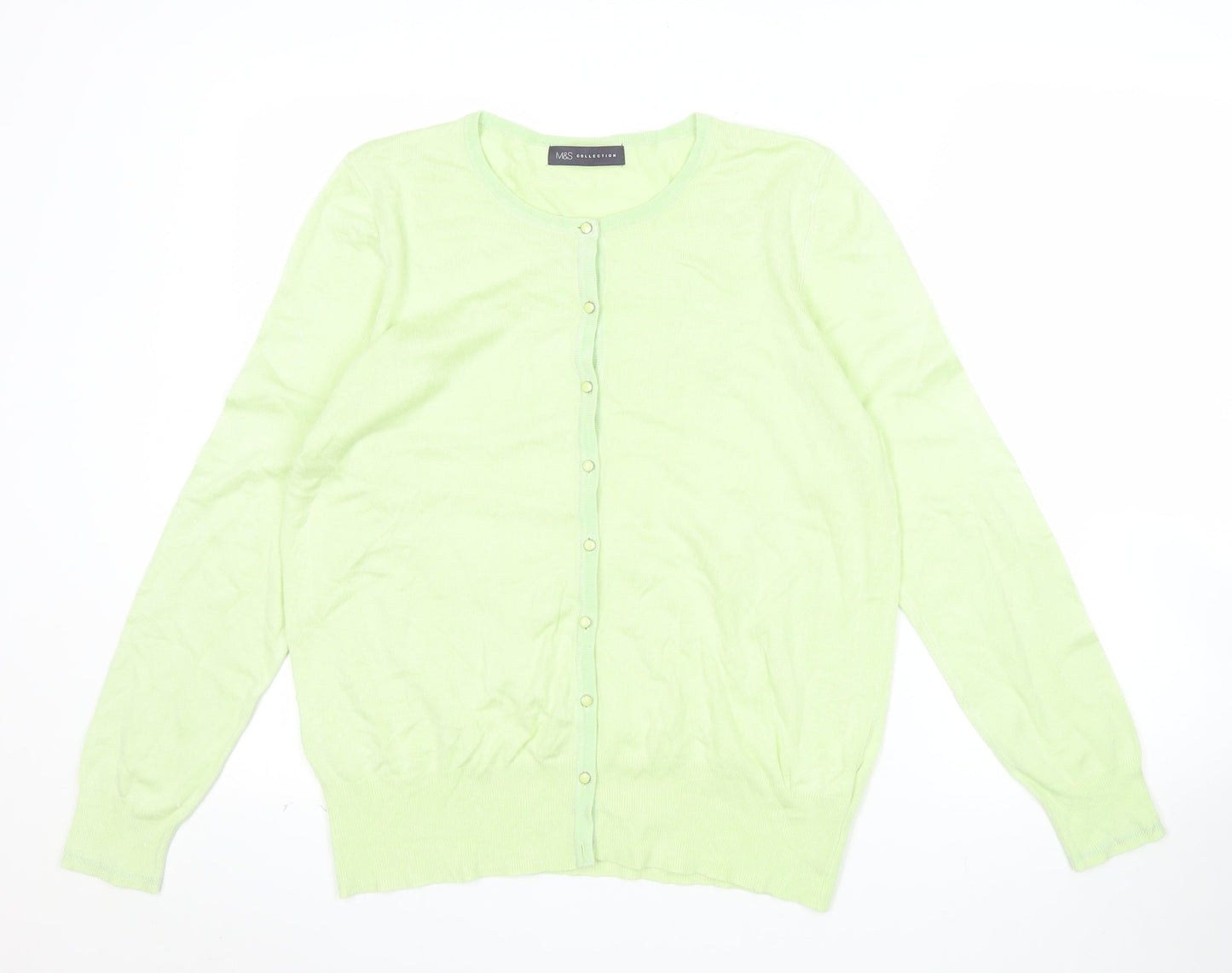 Marks and Spencer Women Green Cardigan Size 16 Viscose Blend