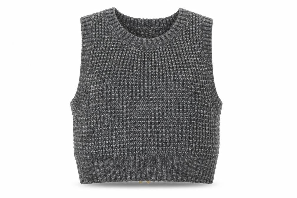 Apricot Womens Grey Chunky-Knit Sleeveless Vest Jumper UK 12