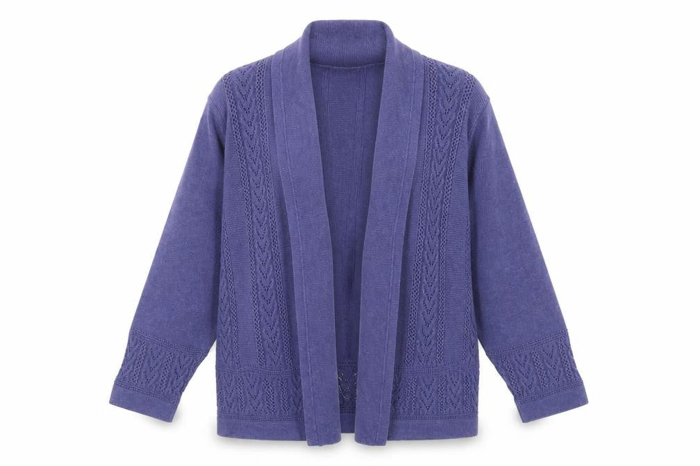 Marks & Spencer Women Purple Cotton Open Knit Cardigan Size 10