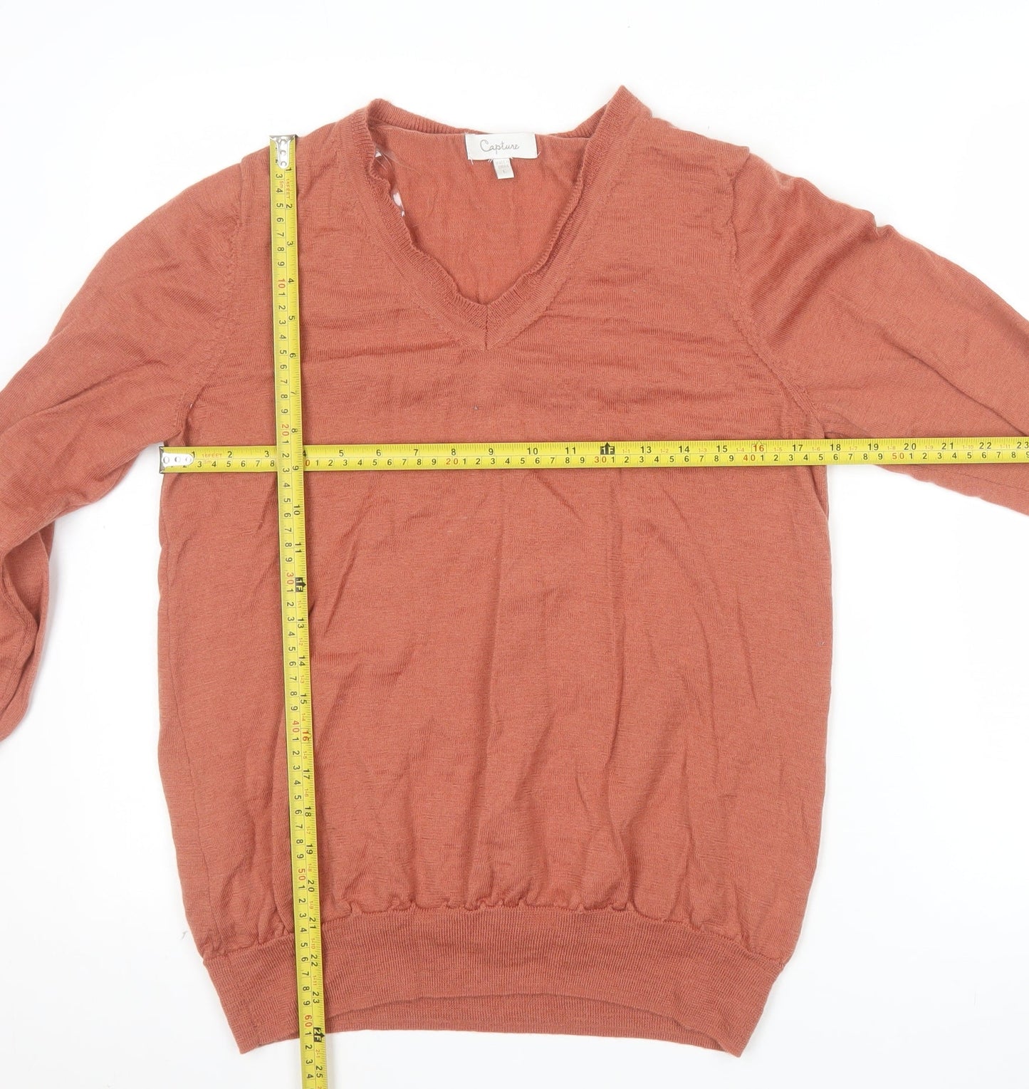 Capture Men's Brown L V-Neck Pure Merino Wool Jumper