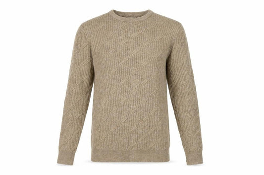 Marks & Spencer Men’s Beige XS Cable-Knit Crew Neck Jumper