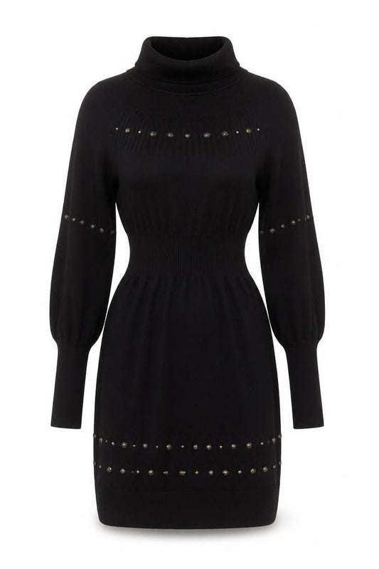 b.young Women's Black Knit Bodycon Roll Neck Dress Size M