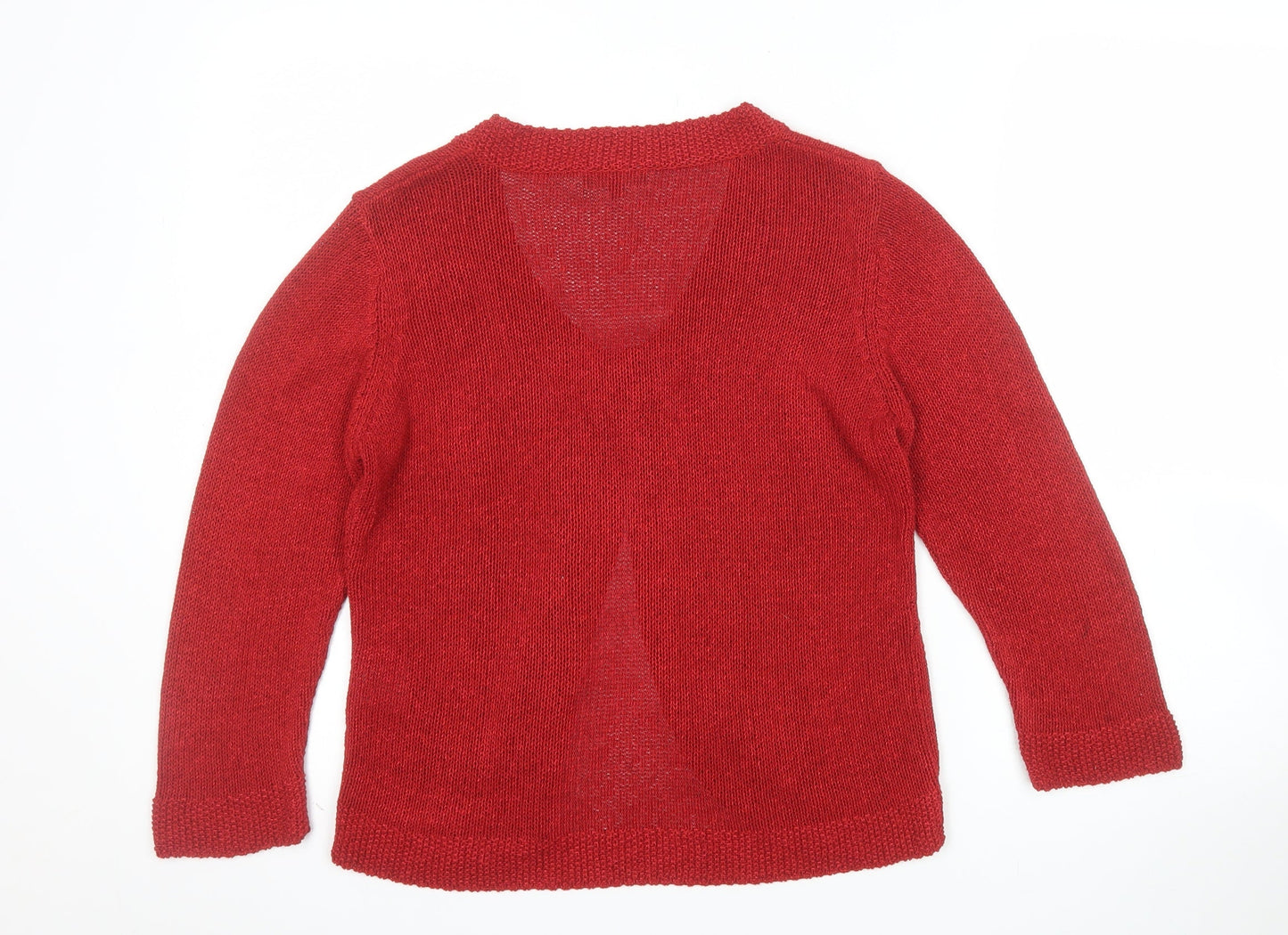 Marks and Spencer Per Una Red Knit Cardigan Women Size 12 Button Trim