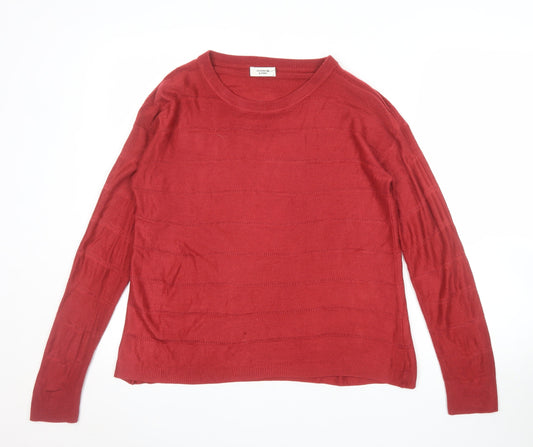 Jacqueline de Yong Women Red Acrylic Crew Neck Jumper Size S