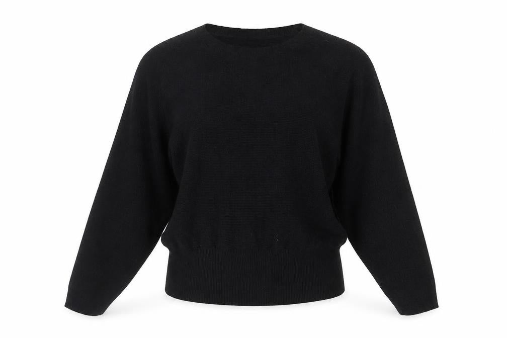 b.young Women's Black Boat Neck Knit Jumper Medium