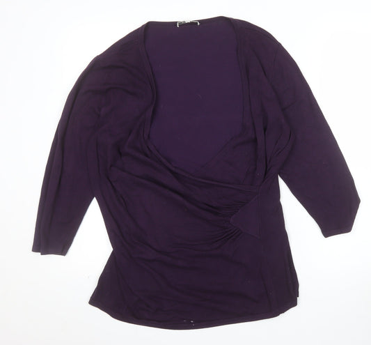 Kaliko Womens Purple Wrap V-Neck Jumper Size 8