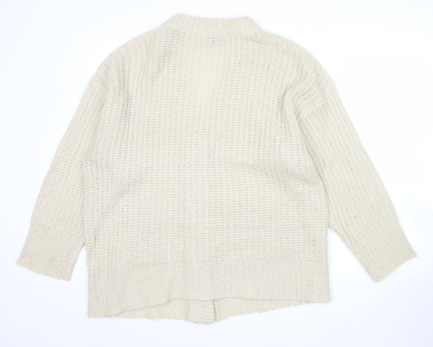 Boohoo Women’s Beige L Chunky Knit Button Cardigan