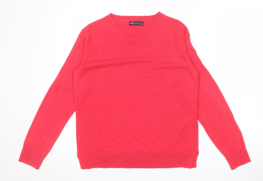 Marks and Spencer Womens Red Size 12 Acrylic Crew Neck Jumper