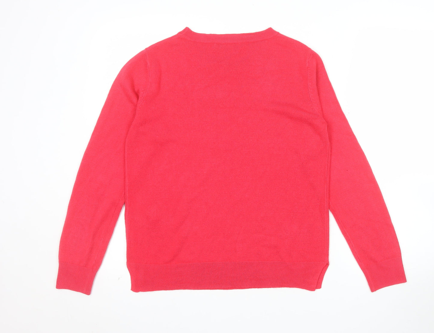 Marks and Spencer Womens Red Size 12 Acrylic Crew Neck Jumper