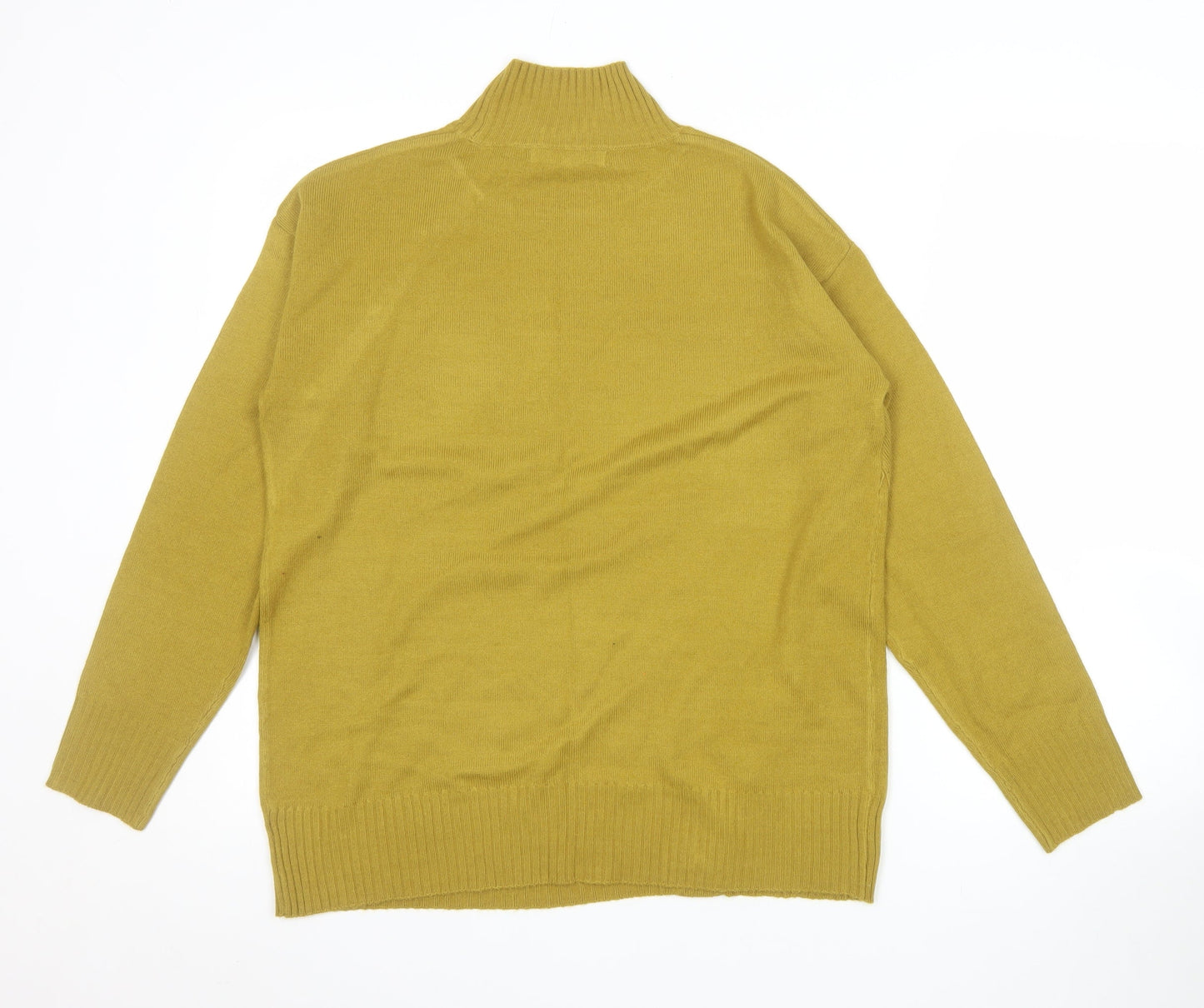 Next Women’s Yellow Roll Neck Button Detail Acrylic Jumper Size S