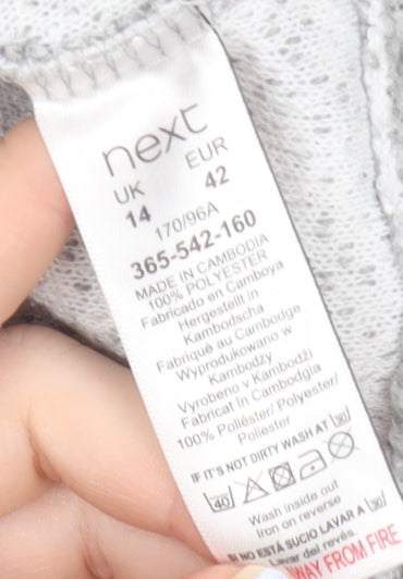 Next Women’s Grey Knit Coatigan Size 14 Long Sleeve Casual