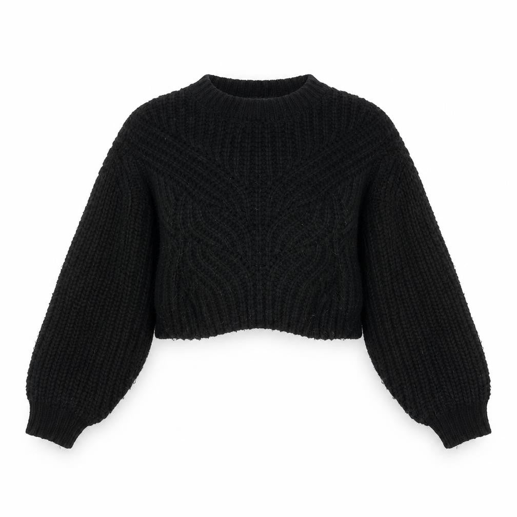 Topshop Women’s Black Chunky-Knit Pullover Jumper Size S
