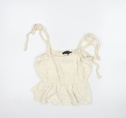 ZARA Women Ivory Knit Camisole Tank Top M Boho Summer Style