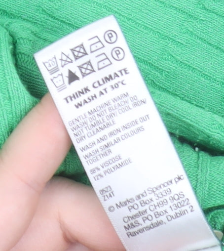 Marks and Spencer Women’s Green Viscose Polo Knit Top Size M