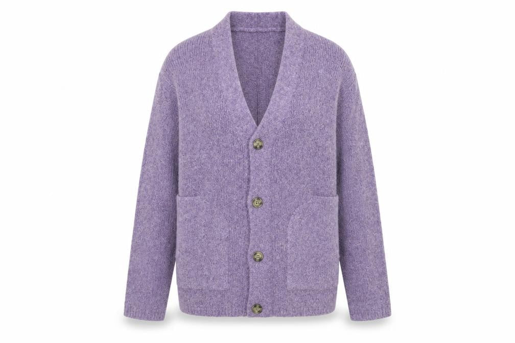 GU Women’s Purple Wool Blend V-Neck Button Cardigan Size S