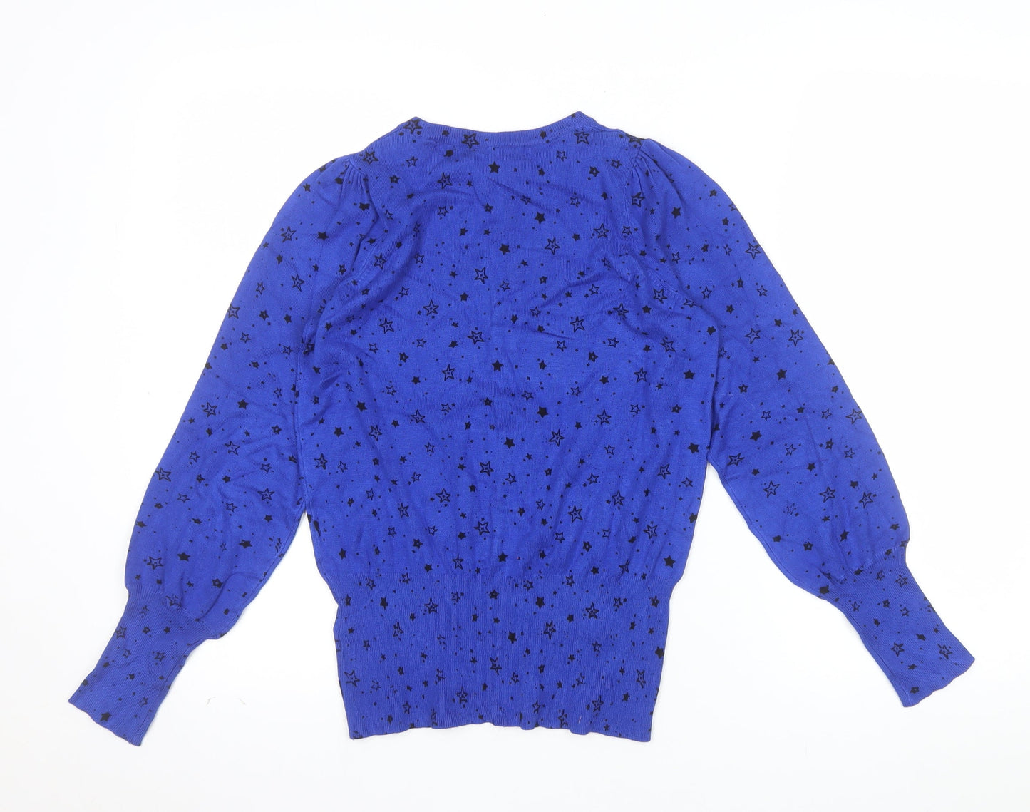 Marks and Spencer Women's Blue Star Print Pullover Jumper Size S