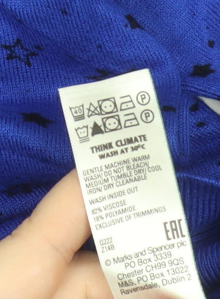 Marks and Spencer Women's Blue Star Print Pullover Jumper Size S
