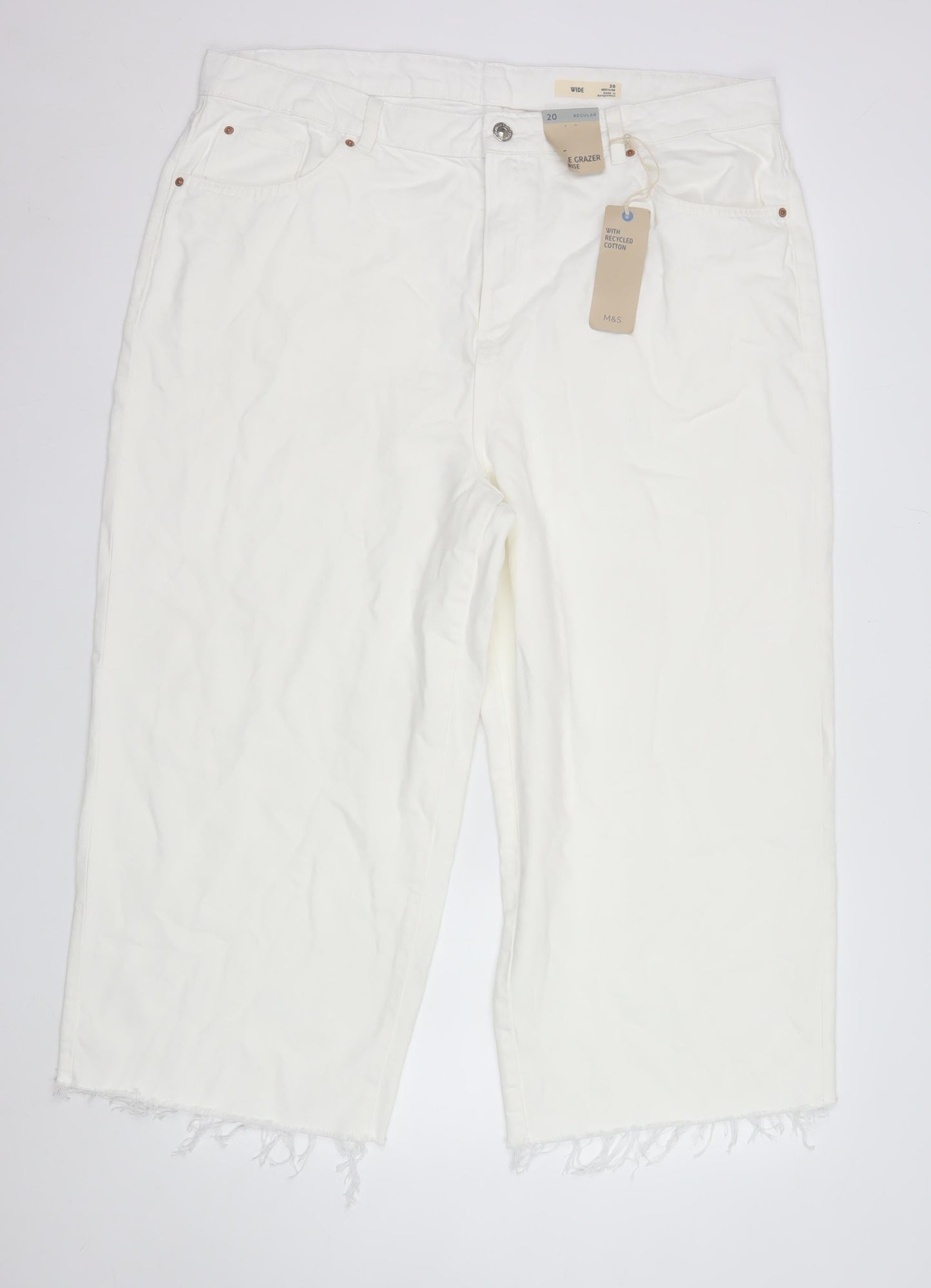 Marks and Spencer Women’s White Cropped Canvas Jeans Size 20