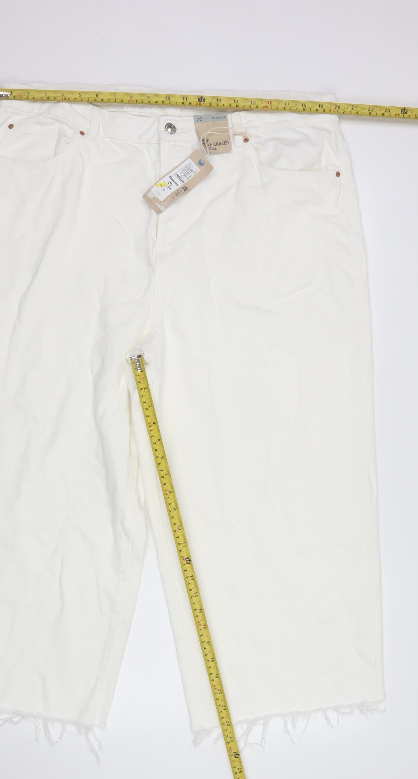 Marks and Spencer Women’s White Cropped Canvas Jeans Size 20