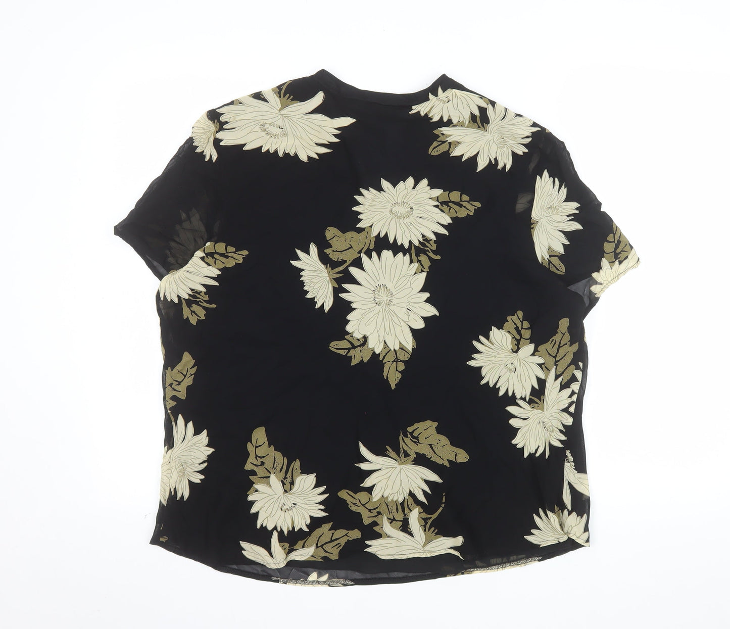 Marks and Spencer Women's Black Floral Viscose Tunic Blouse UK 20