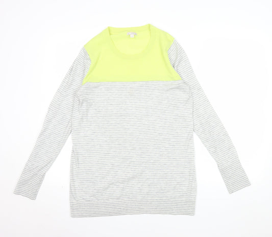 Gap Womens Grey Striped Wool Blend Crew Neck Pullover Jumper L