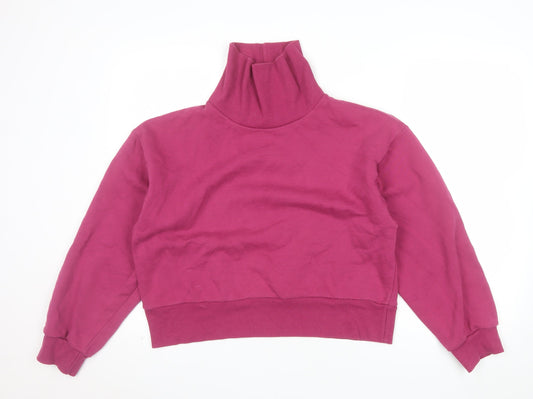 Hype Womens Magenta Long Sleeve Roll Neck Pullover Sweatshirt Size 14