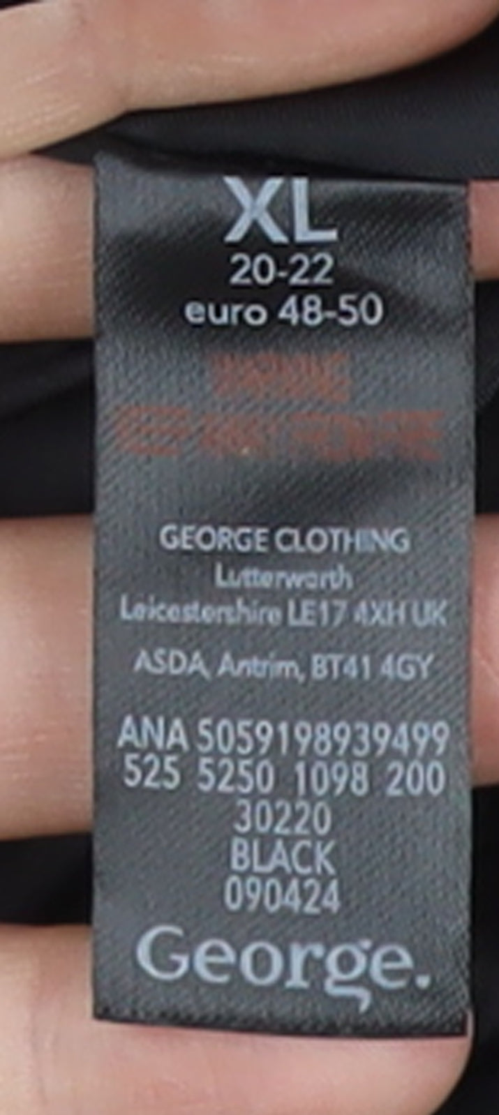 George Women’s Black Long Belted Puffer Coat XL 20-22