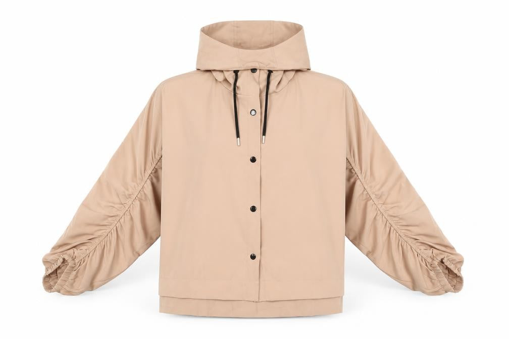 Boohoo Women's Beige Hooded Short Parka Jacket Size M