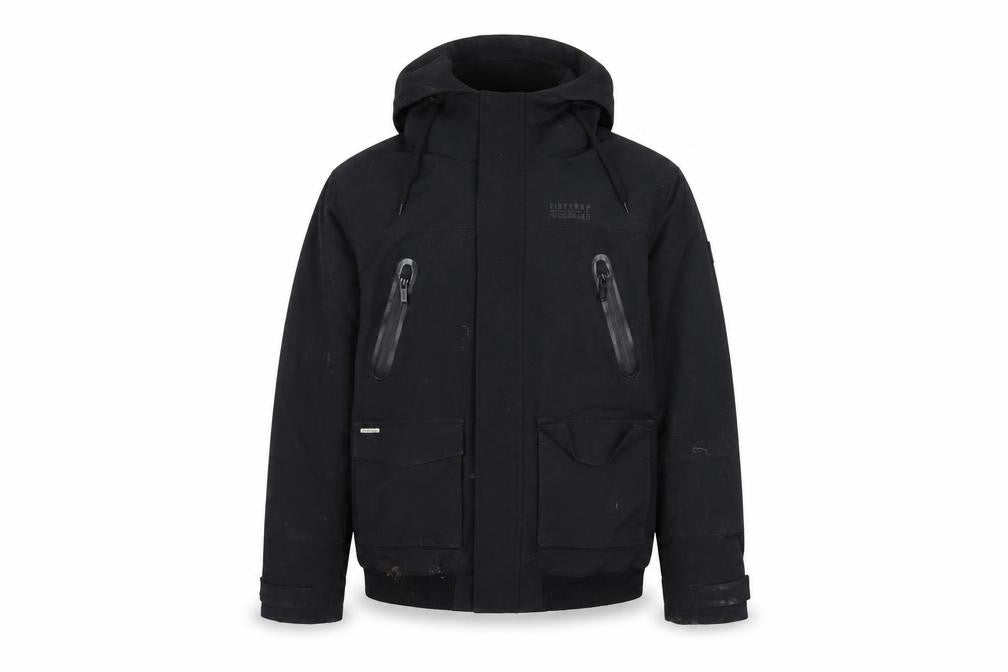 Firetrap Mens Black L Hooded Bomber Jacket Nylon Lined Winter