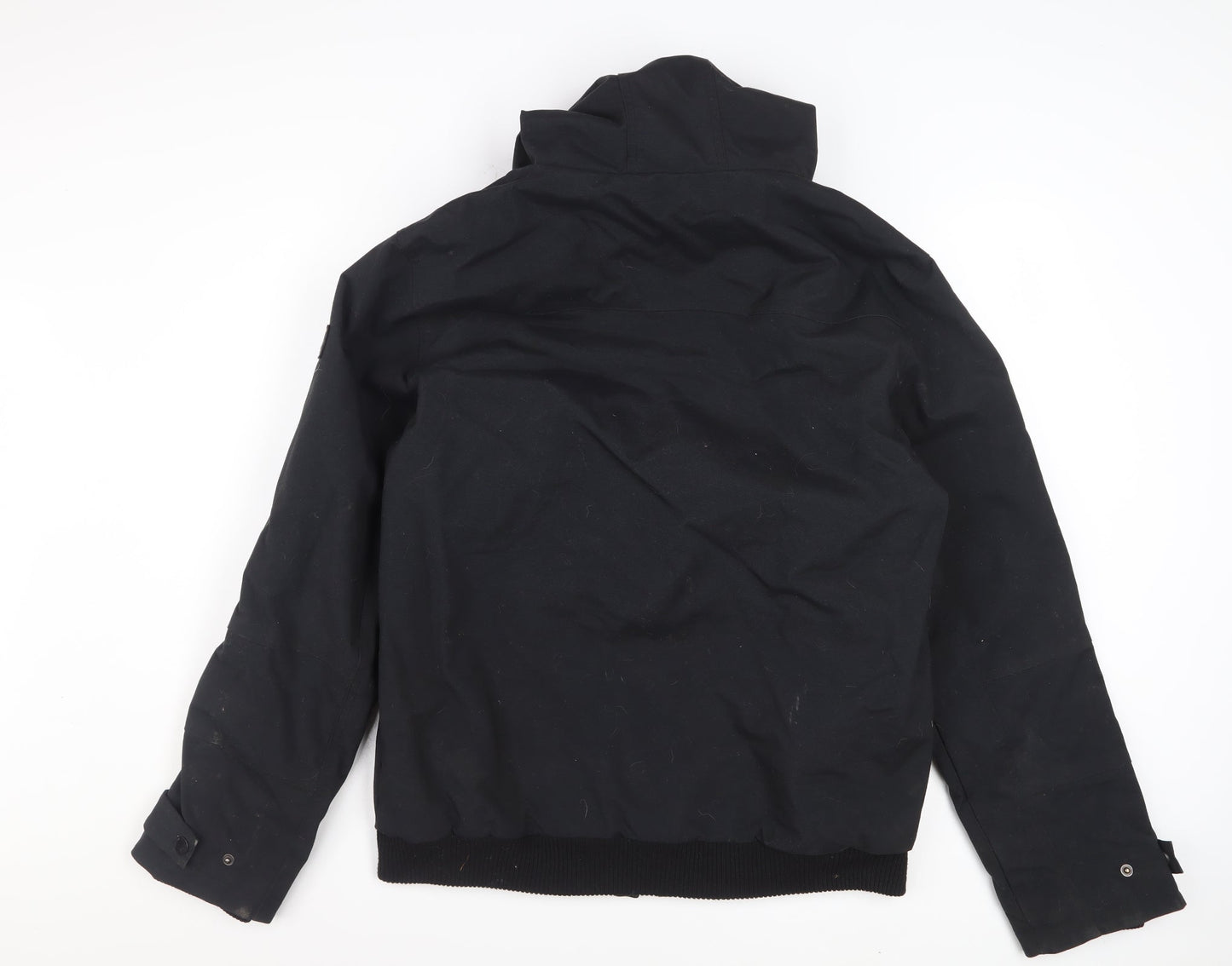 Firetrap Mens Black L Hooded Bomber Jacket Nylon Lined Winter