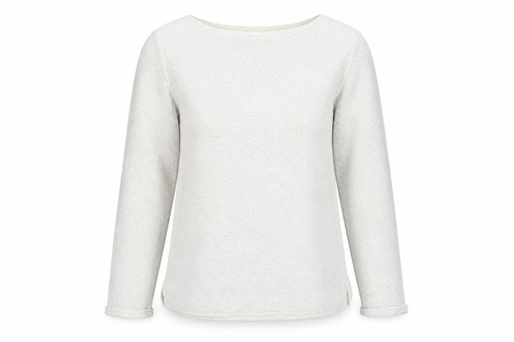 H&M Women White L Knit Jumper Long Sleeve Cotton Blend
